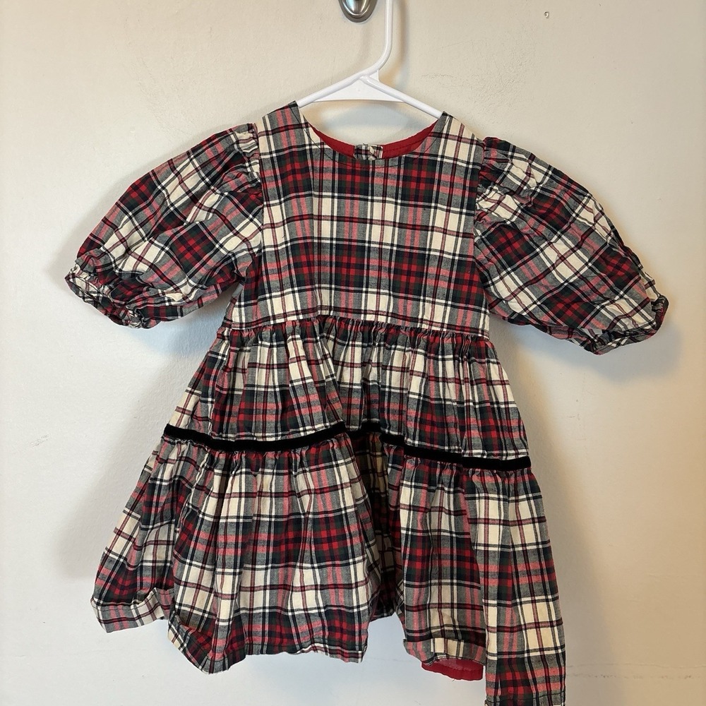 PINK CHICKEN Girls Maribelle Dress Red Tartan Christmas Holiday 2T Preppy